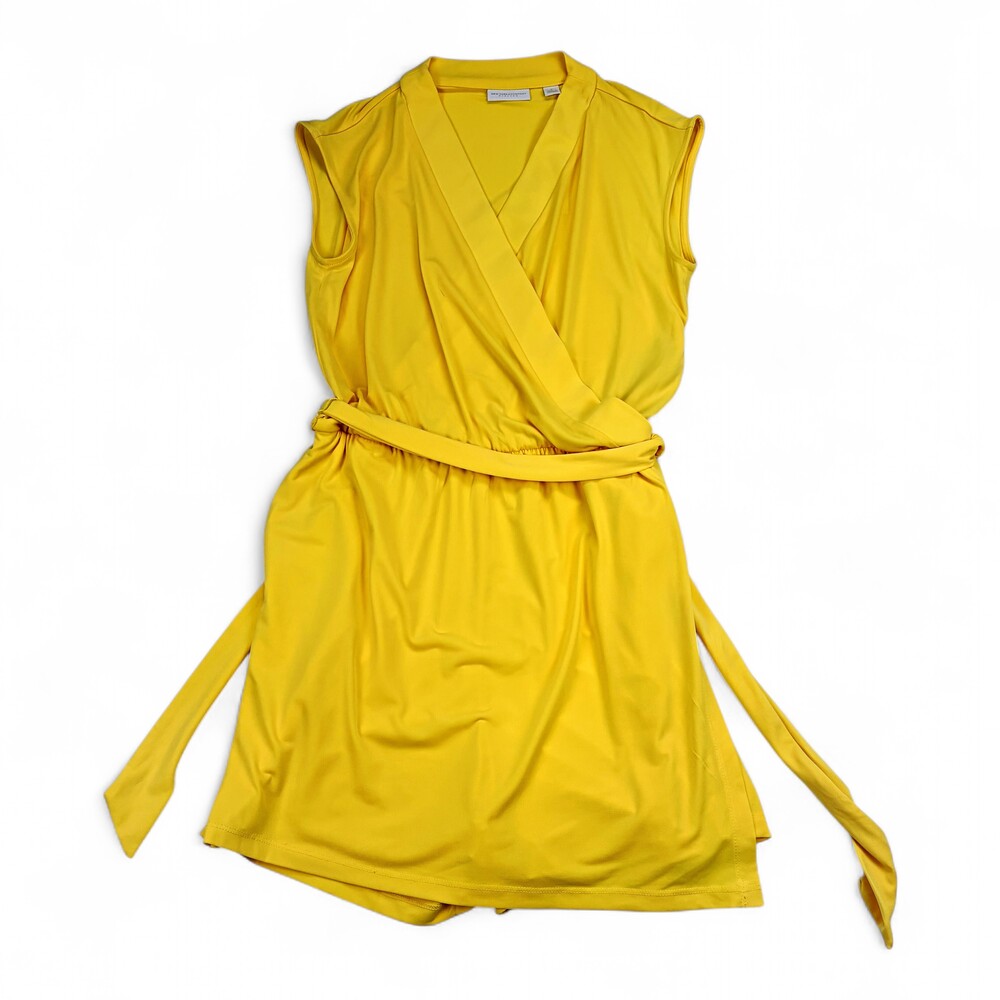 New York & Company Yellow Wrap Dress Asymmetrical Size S
